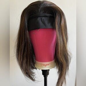 MyFirstwig brand: HEADBAND WIG Human Hair Burgundy Bob Headband Wig.